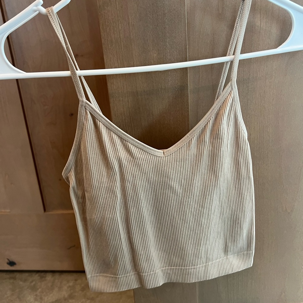 SO Beige Ribbed Tank Top